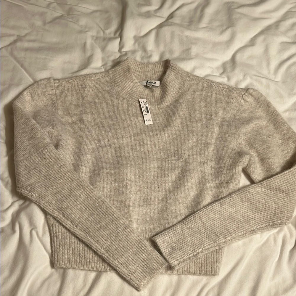 Alpaca-Blend Mockneck Puff Sleeve Sweater Madewell